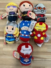 Set of 7 Hallmark Itty Bittys Avengers Hawkeye, Black Widow, Ant-Man. Thor Plush