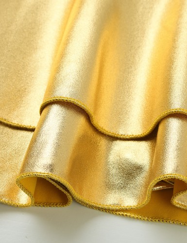 Women Sexy Metallic Pleated Double Layered Ruffle Mini Skirt Show Raves Costume - Picture 29 of 42