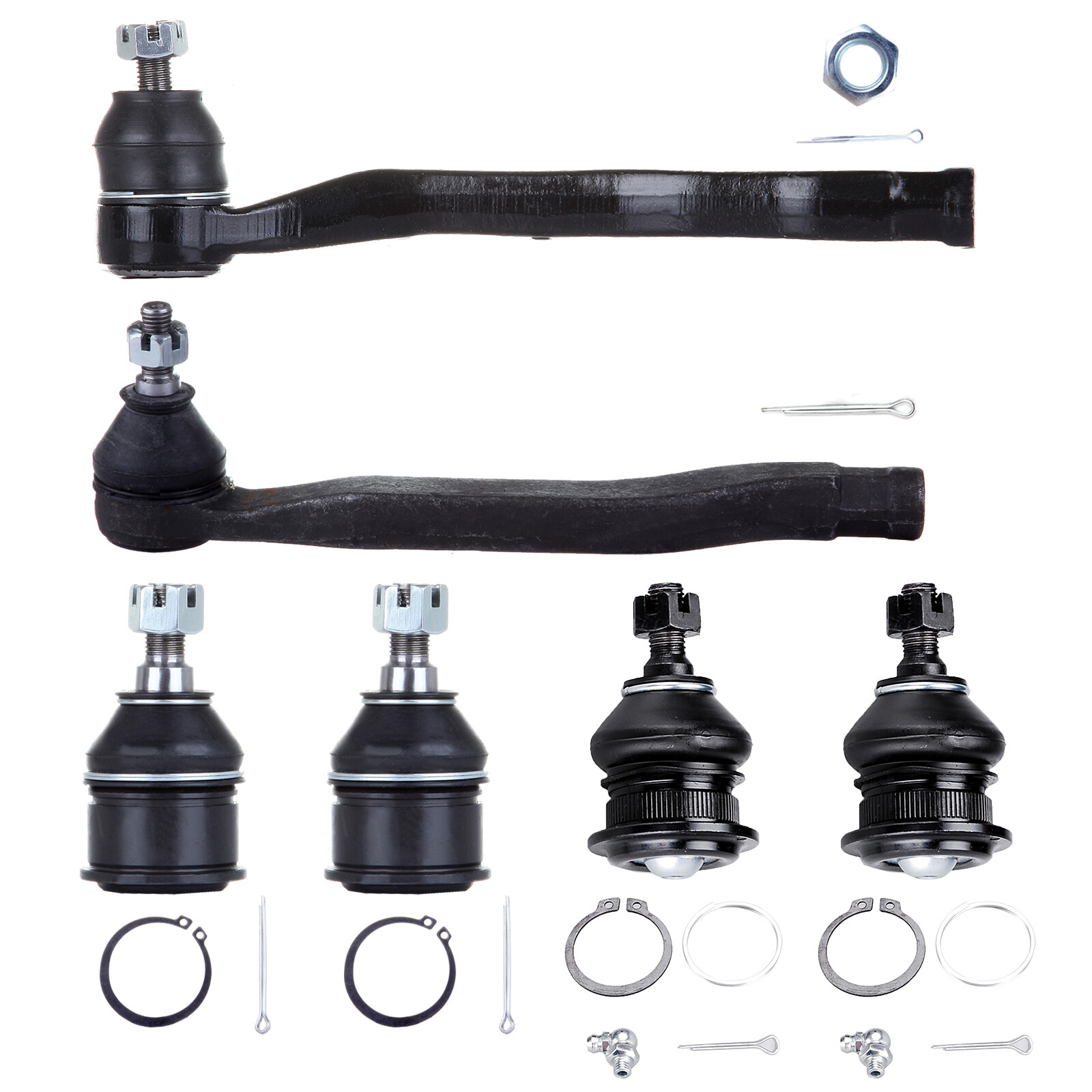 6PC Front Upper Lower Ball Joint Outer Tie Rod Kit For Honda Accord