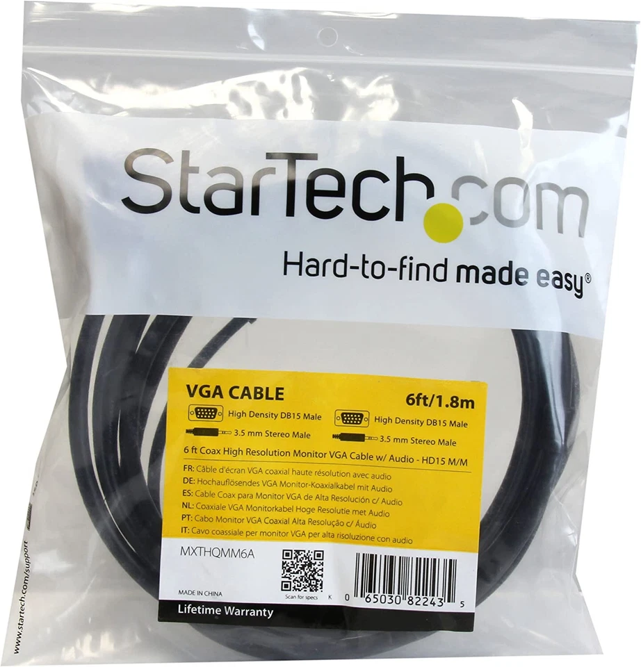 9pk StarTech 6ft Coax Monitor VGA Cables DB15 & 3.5mm Stereo Jack, HD15 M/M - Image 2 of 2