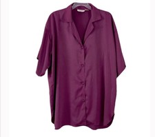 Vintage Victoria's Secret Gold Label Button Satin Sleep Shirt Purple Med/Large