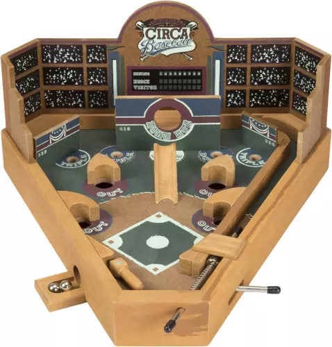 Baseball Pinball Tabletop Games - Classic Miniature Wooden Retro Sports Arcade T