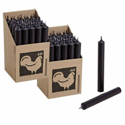2 x 25 Stabkerzen Schwarz - Black 180 x 22 mm Kerzenfarm Kerzen Candle Set