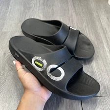 Oofos Ooahh Sport Flex Mens 11 Black Rubber Recovery Slide Sandals