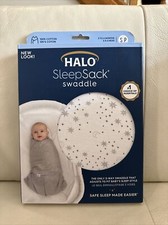 Halo Sleep Sack Swaddle Midnight Moons Cotton Moon and Stars Print small 3-6m