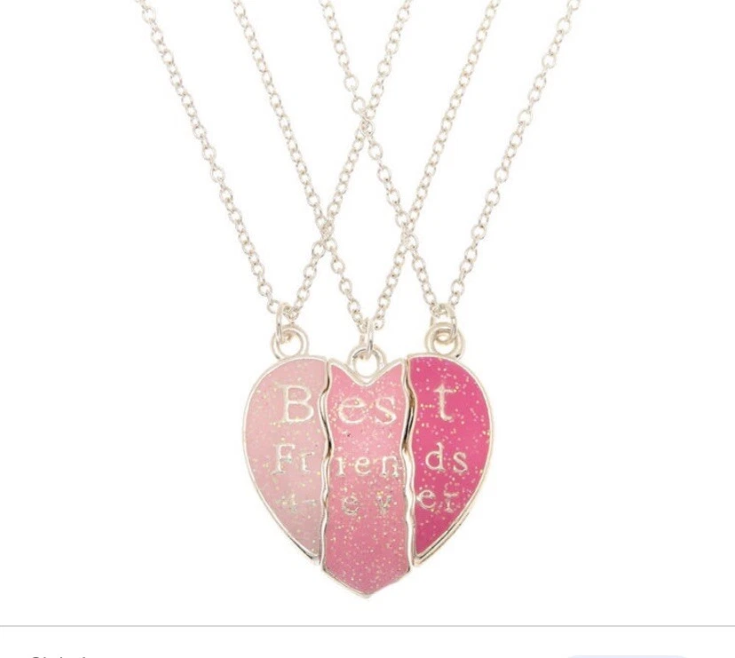 Claire s BFF Pink Pendant Trio 3 Pc 3x Necklace Best Friends