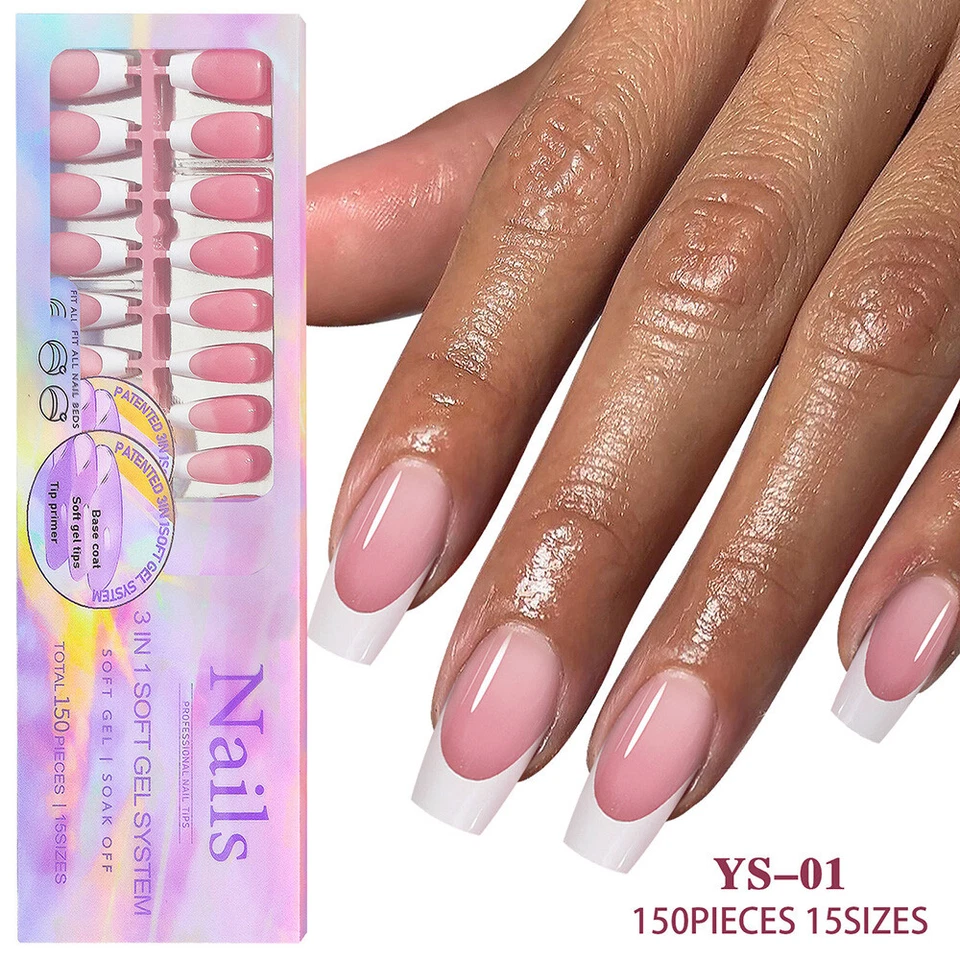 French White Line Artificial Nail Tips Press On Nails 150Pcs False Nails - Image 2 of 4