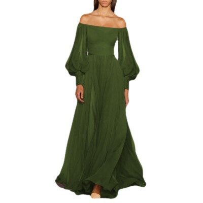 Women Off Shoulder Long Loose Bell Sleeves Maxi Dress Cocktail