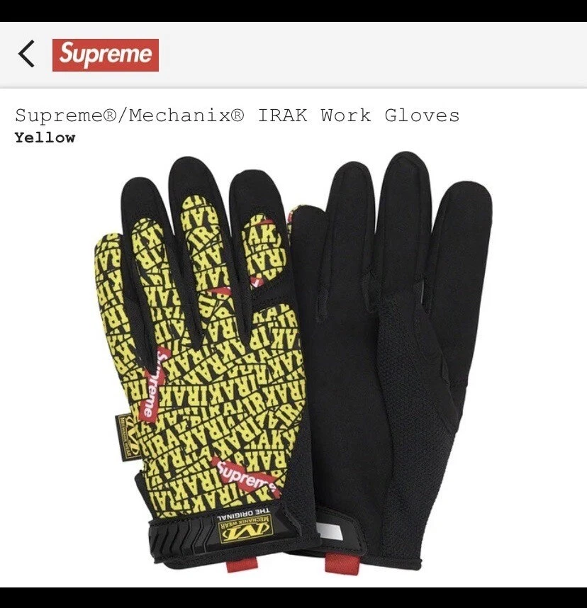 100 % authentiques gants de travail Supreme Mechanix IRAK taille XL   FW22