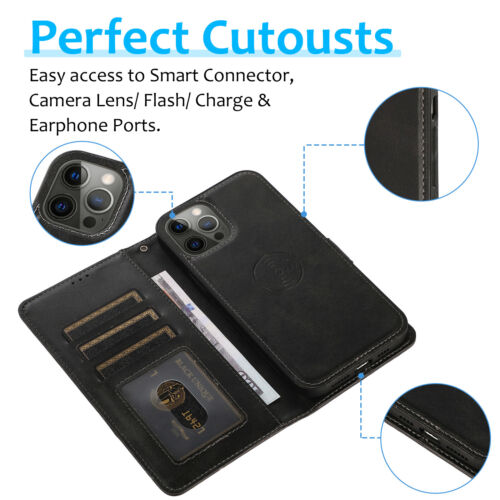 REMOVABLE Magnetic Leather Wallet Case Cover Fr iPhone 16 Pro Max 15 14 13 12 11 - Picture 11 of 45
