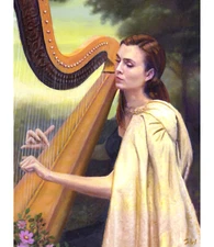 The Harpist - 7" x 9.25" - Original artwork by Stephen Walsh