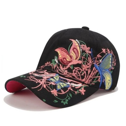 Nuevo Mujeres Niñas Gorra de Béisbol Bordado Flor Mariposa Snapback Sombrero Gorra Informal - Imagen 12 de 24