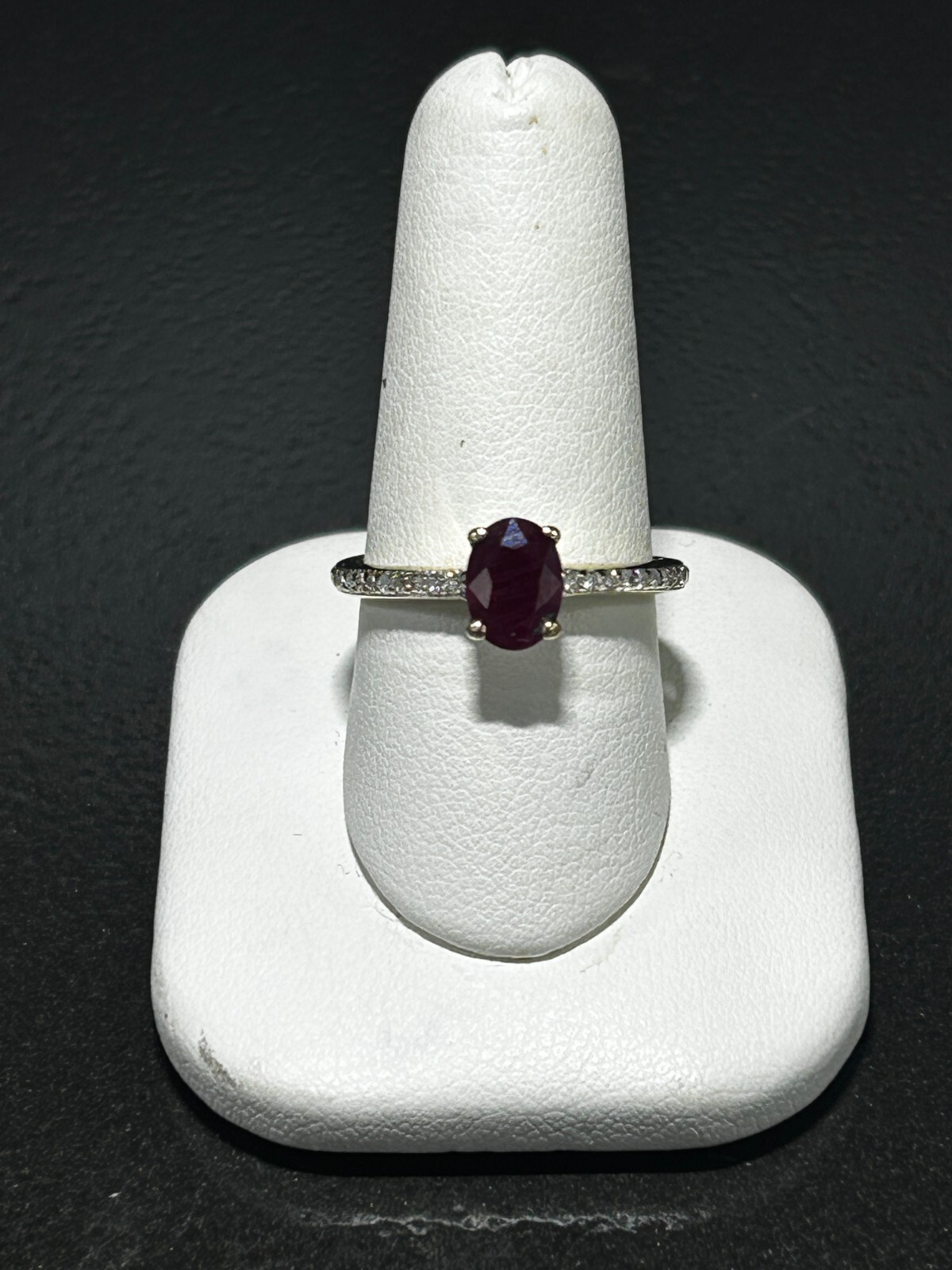 10K Solid Yellow Gold Diamond Oval Ruby Ring with… - image 2