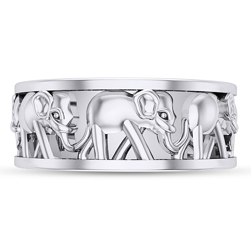Two-Tone Elephant Line Up Ring – Rose Gold Vermeil & Sterling Silver, Size 9, Handmade - View #5