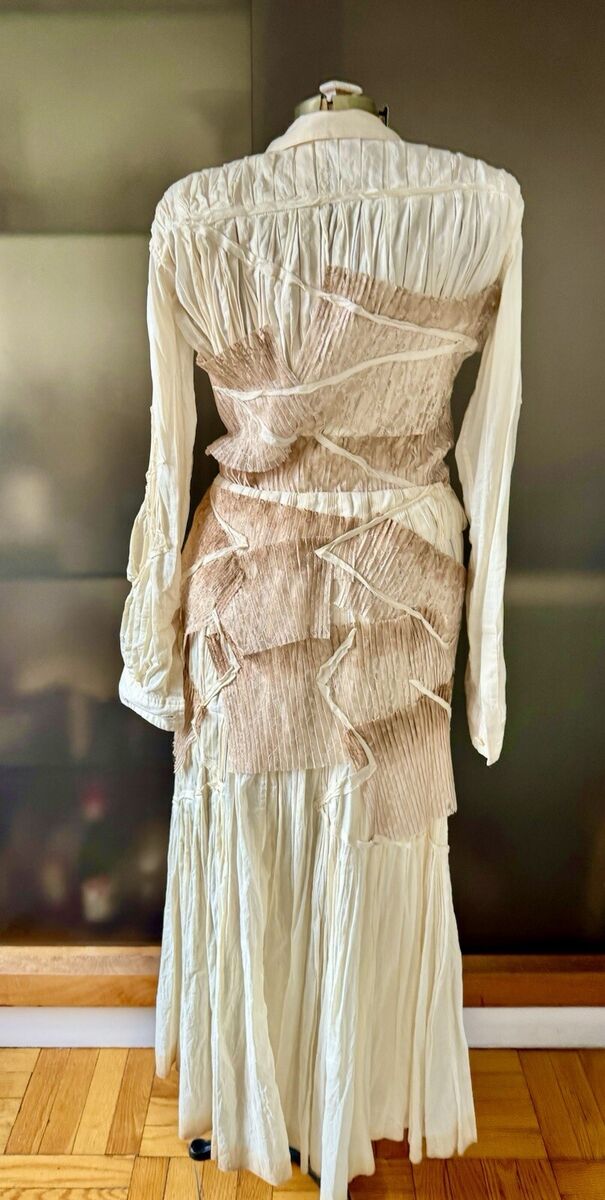 Rare vtg Issey Miyake origami dress 2pc beige ombre,cotton Rare vtg Issey Miyake origami dress 2pc beige ombre,cotton