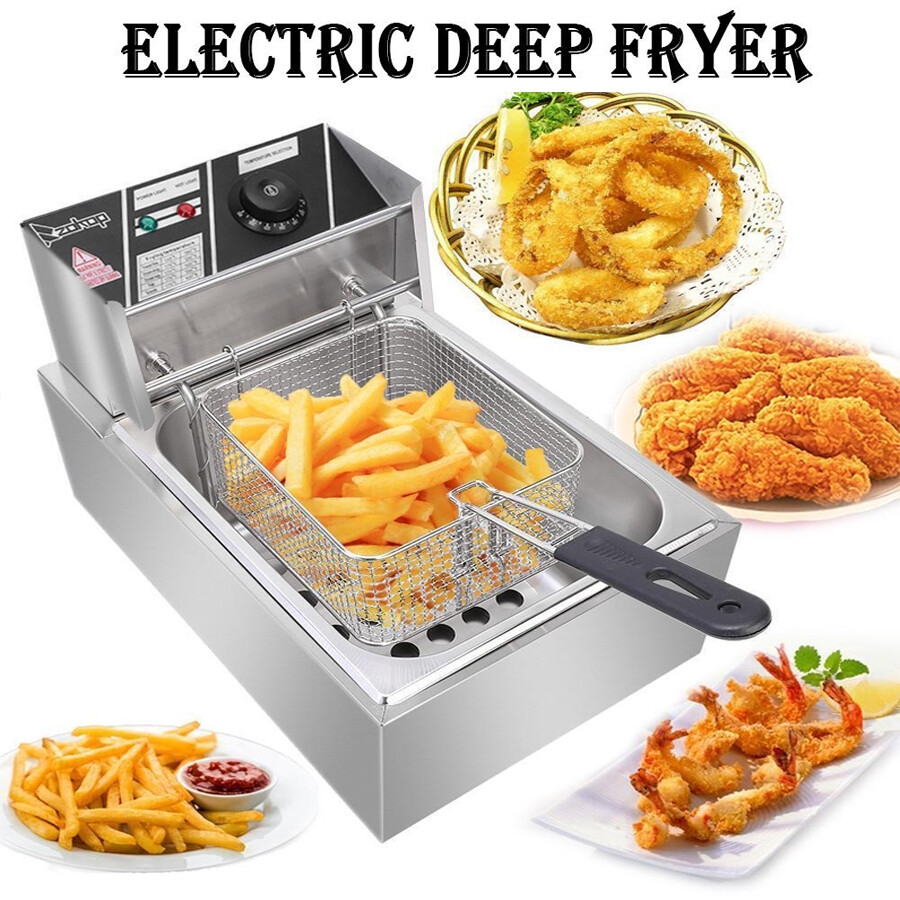 2.5KW 10L Elektrische Fritteuse Elektro Friteuse Kaltzonen Edelstahl Fritteuse