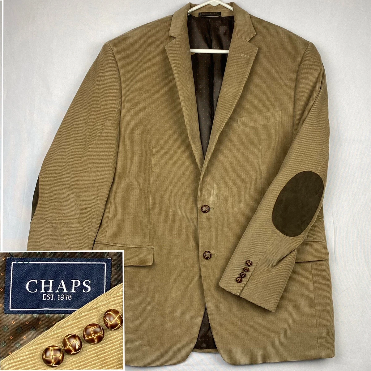 Chaps Ralph Lauren Corduroy Blazer Sport Coat Elbow Patches Men's