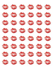48 VALENTINES RED LIPS KISS ENVELOPE SEALS LABELS STICKERS 1.2" ROUND