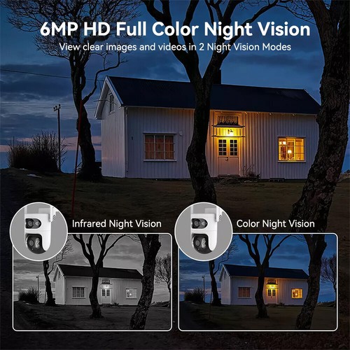 Profi Kamera Dual ÜBERWACHUNGSKAMERA Outdoor 6MP WLAN WIFI IP CAMERA Set AUßEN - Bild 5 von 13