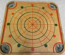 OFFICIAL “CARROM COMPANY” GAME BOARD #85 WITH ORIGINAL CUE STICKS (1940s)