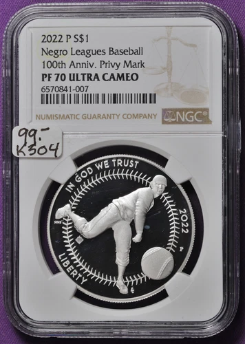 2022-P Negro Leagues Baseball Dollar. In NGC Holder. PF 70 ULTRA CAMEO.  k304