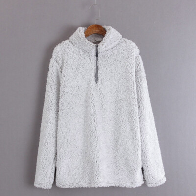 Pelzpullover Fell Oversize Shirt Beige Grau Größe XL (Kleid Gr. 44-46)