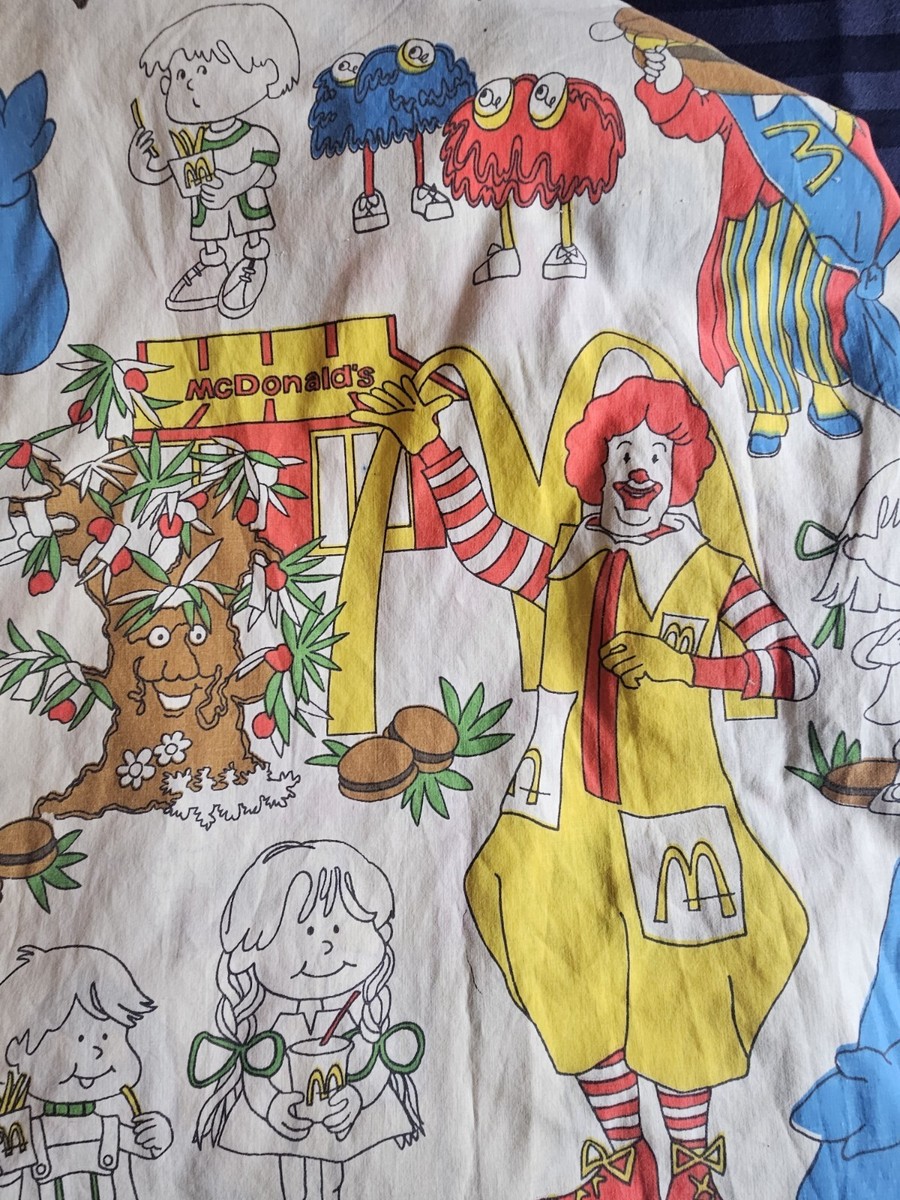 Vintage McDonalds Bed Sheet Set Fitted Flat And 1 Pillowcase