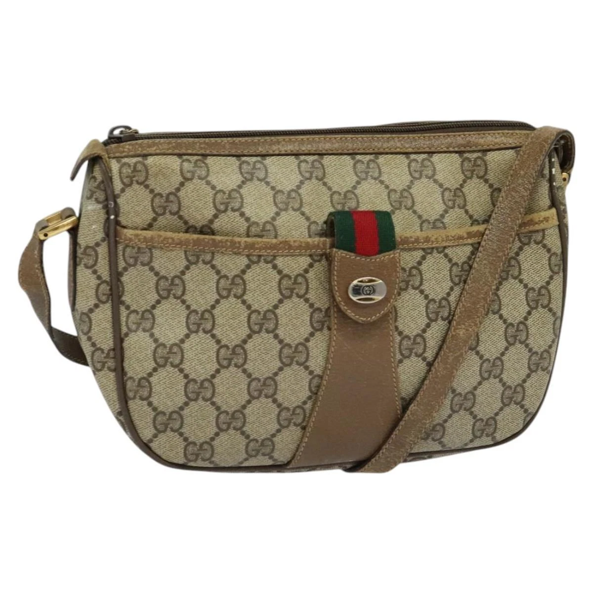 Sac à bandoulière GUCCI GG Supreme Web Sherry Line PVC beige 89 02 032 authentique BD1933