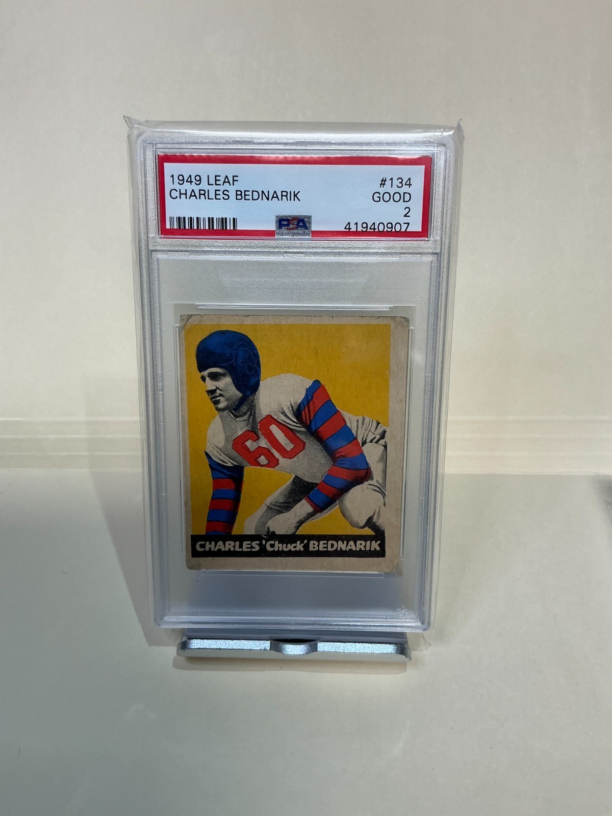 1949 Leaf Charles Bednarik #134 PSA 2 HOF Philadelphia Eagles "Concrete Charlie"