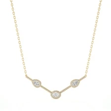 Diamond Club 1.0Ct Pear & Oval Lab Grown Diamond Necklace 14K Gold (VS, F)