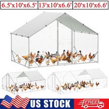 20 x10ft Walk-in Metal Chicken Coop Poultry Cage Pet House w/ Chicken Run Cover