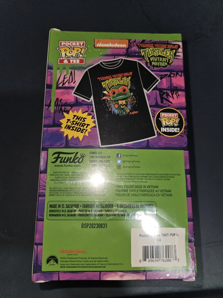 Funko Pocket Pop ! TMNT L Michelangelo Blacklight T 恤套装 — 第 3/4 张图片