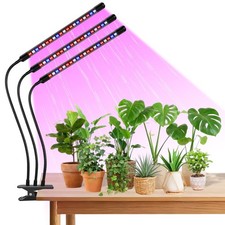 SDOVUERC Tri-Head Clip Grow Light for Indoor 3 Heads(RB), Full Spectrum 