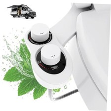 RV Bidet for Camper Toilet, Non-Electric Toilet Sprayer Attachment White-Black