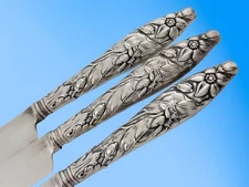 Sterling Silver Gorham Orange Knife Art Nouveau Floral Greenleaf & Crosby ~$59ea