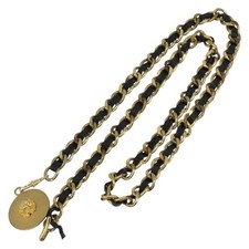 CHANEL Chain Belt metal Gold CC Auth bs32091