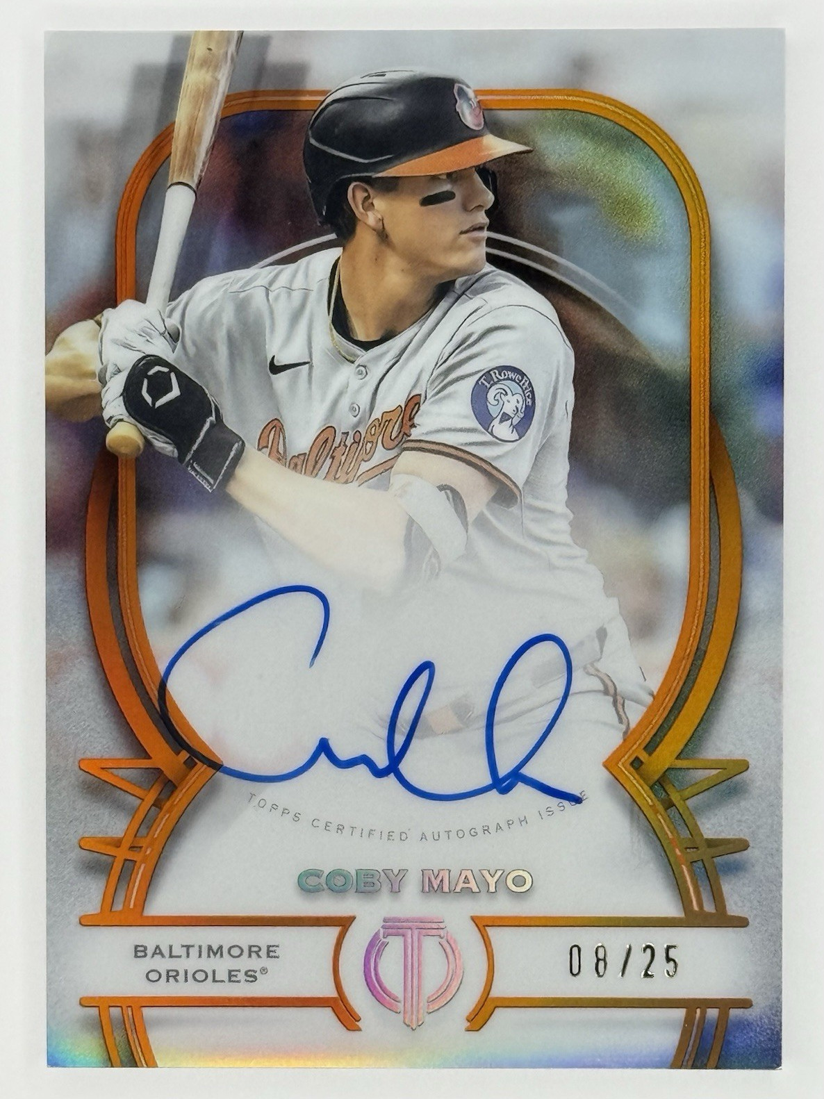 Topps 2025 Tribute Autographs Coby Mayo Orioles TA-CM Auto Orange /25 RC