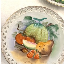 Ucagco Vintage Decorative Plate 7.5in White Excellent Hand Painted Fruit Japan