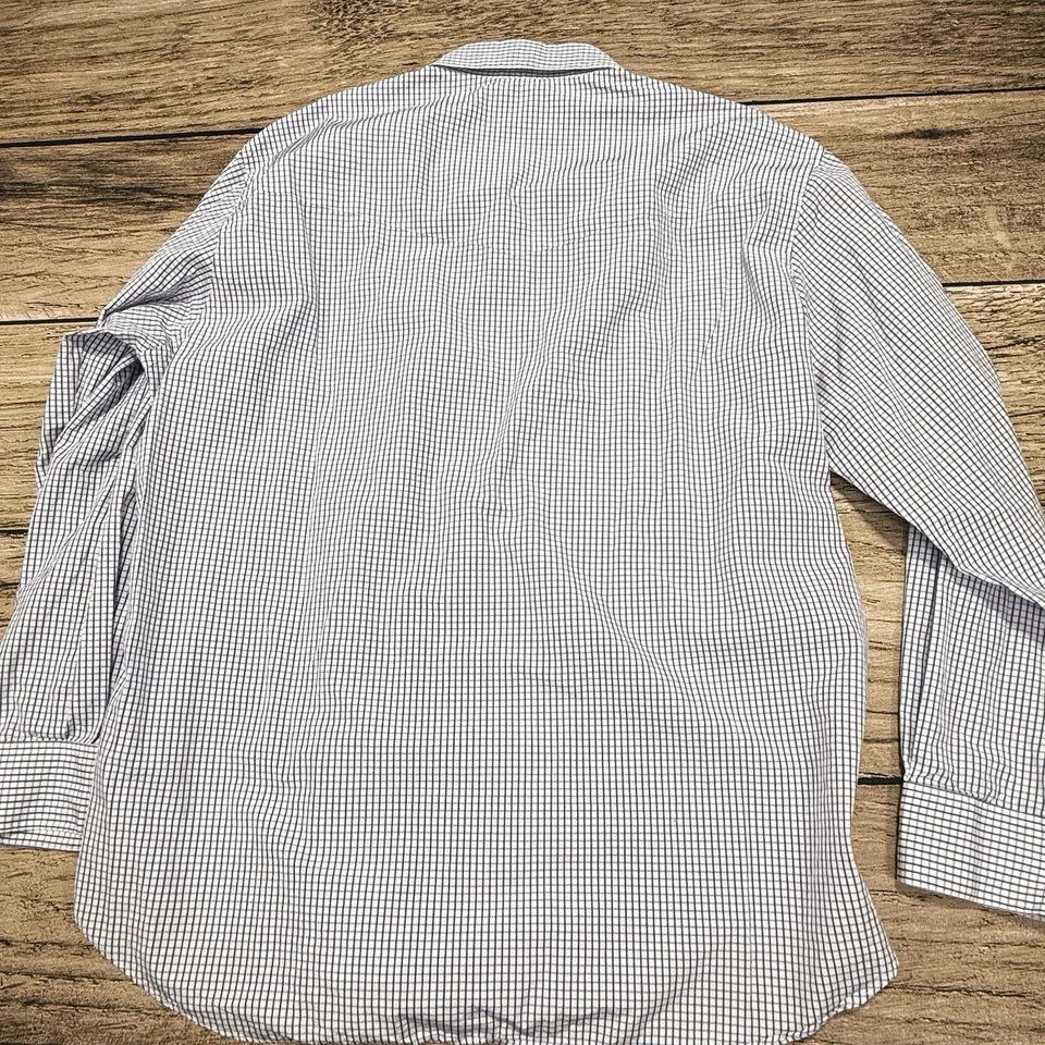 Camisa Maus & Hoffman Para Hombre XXL Azul Blanco Cuadros Ventana Manga Larga Algodón EE. UU. Foto 4 de 4