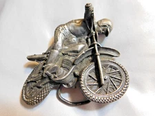 Bergamot Brass Works Motor Cross Motorcycle with Rider Brass Belt Buckle 1977