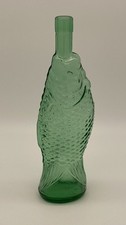 Vintage 13" Green Italian Art Glass Fish Shaped Wine Decanter Bottle