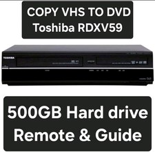 Toshiba RDXV59 Upgraded 500GB HDD Copy VHS to DVD VHS DVD Recorder Remote Guide
