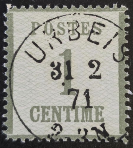ALSACE LORRAINE OCC 1870 Used 1 C Points Down Michel #1 II CV €1000 URBEIS RR!