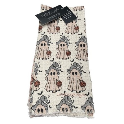 Rachel Zoe Kitchen Towel Set 3 Halloween Ghost Witch 20x28 Fall Pumpkin Bucket