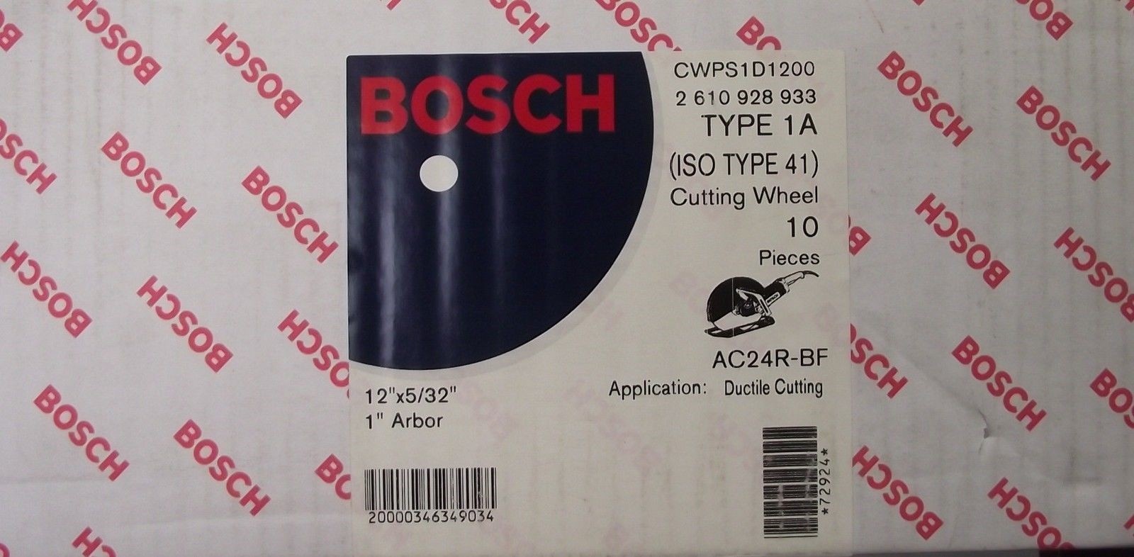 Bosch CWPS1D1200 12x5/32x1 Type 1 HS Portable Cutting Whee l0 Pack