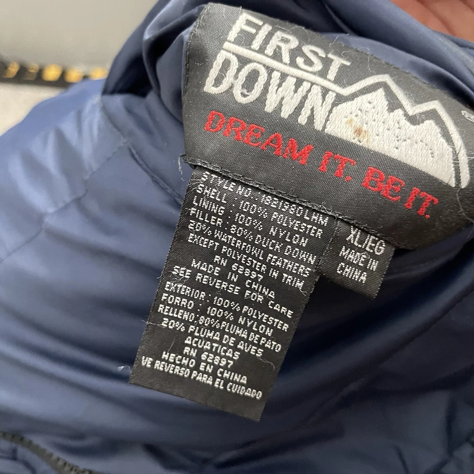 Vintage First Down Coat Mens XLNavy Green Puffer Down Filled Reversible 90s Gorp - Image 4 of 4