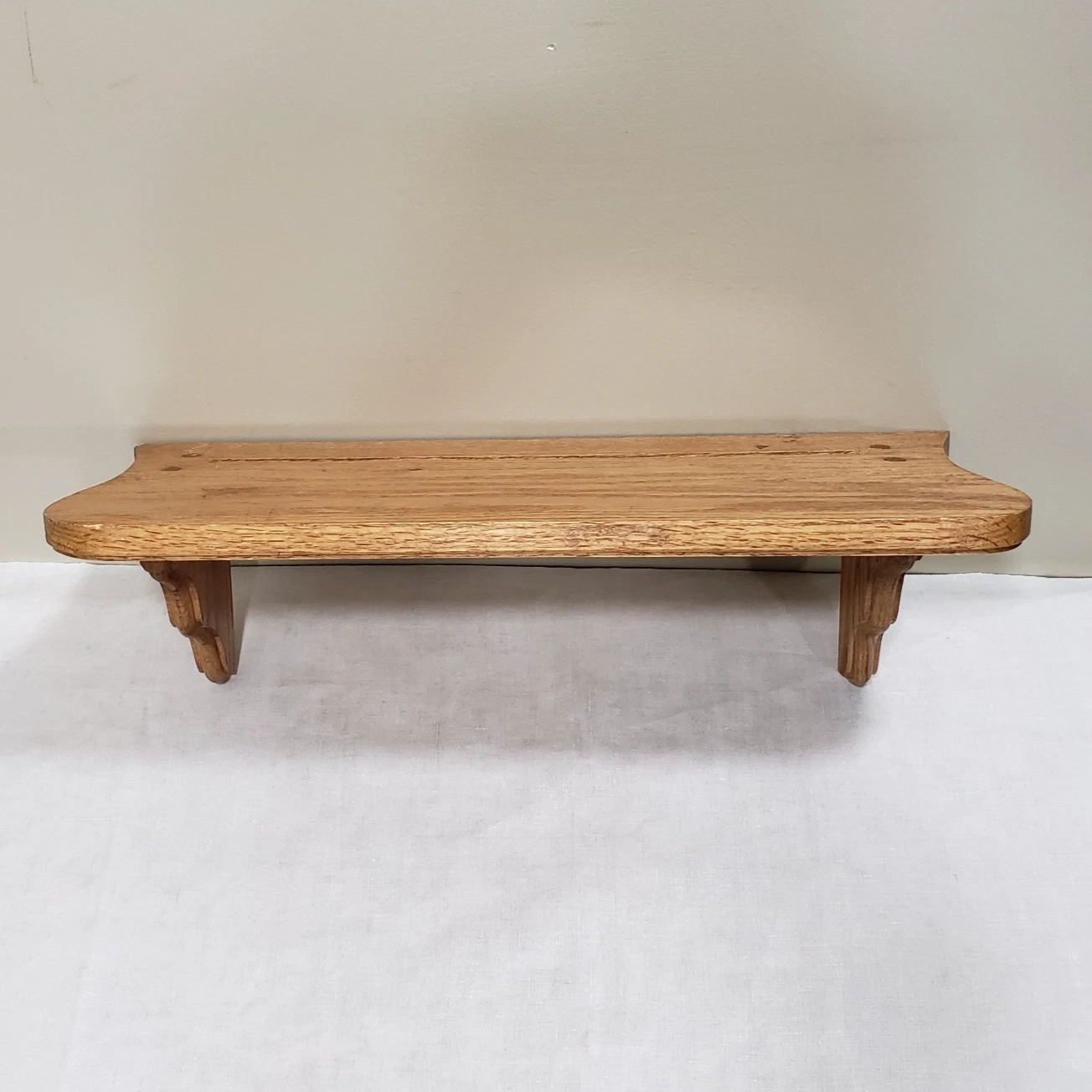 Handcrafted Wood Wall Decor Shelf 20" Solid Oak Scalloped Edge Rustic Farmhouse