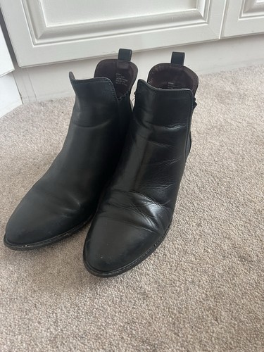 Next Damen Leder Schwarz Stiefeletten Chelsea Boots Größe 5