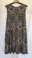 Tahari Sleeveless A-Line Dress Black Gold Paisley Medallion Pockets Size XL