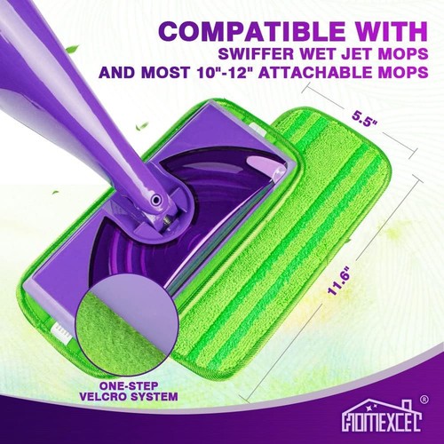 HOMEXCEL Mop Pad in Microfibra Compatibile con Swiffer Wet Jet,Pulizia a Bagno/Asciutto 2pz - Foto 2 di 6